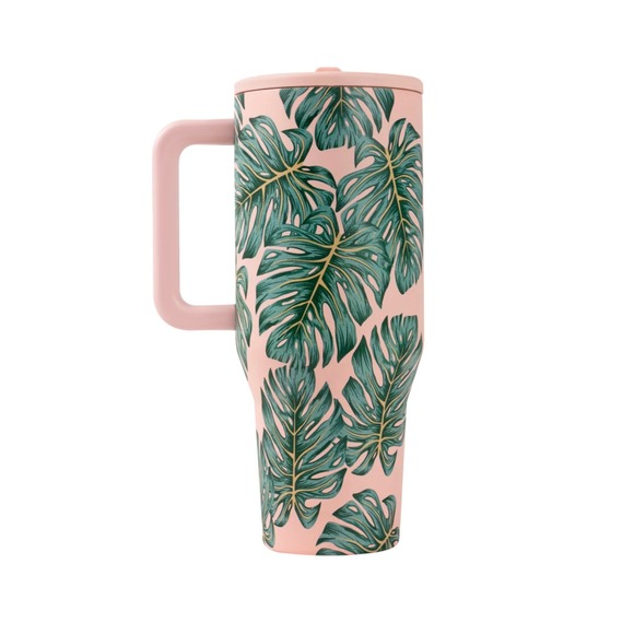 Limited Edition HydroJug Traveler 40oz Monstera Tumbler SOLD OUT Pink and Green - Picture 3 of 8
